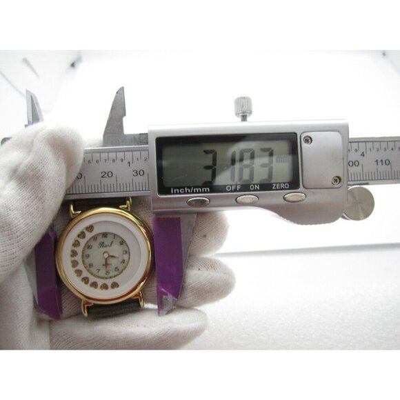 Vtg Pearl Rotating Heart Quartz WR Analog 31mm Round Watch (H729) "New Battery" - Picture 2 of 9
